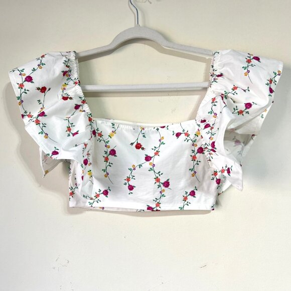 NEW Zara Crop top with Flutter Sleeves, Size M - Picture 14 of 16